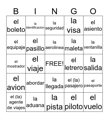 ¡A viajar! Bingo Card