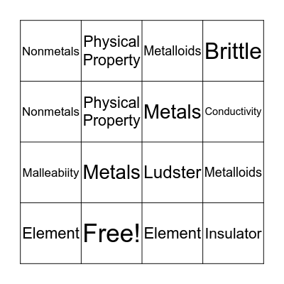 Unit 4 Bingo Card