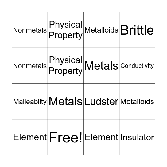 Unit 4 Bingo Card