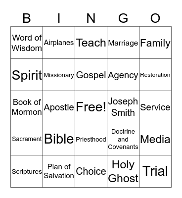 General Conference 1st Session Bingo Card