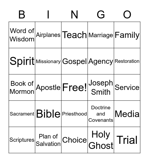 General Conference 1st Session Bingo Card