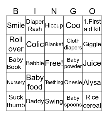 BABY  Bingo Card