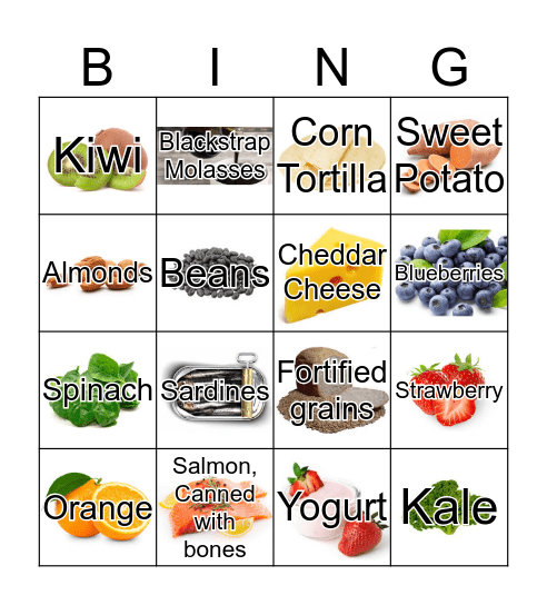 Calcium Bingo  Bingo Card