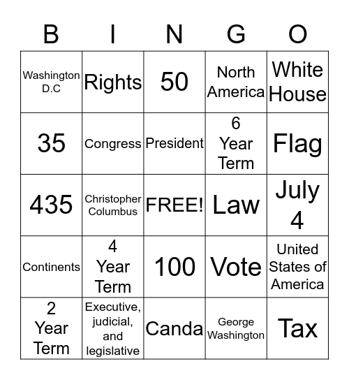 Government! Bingo Card