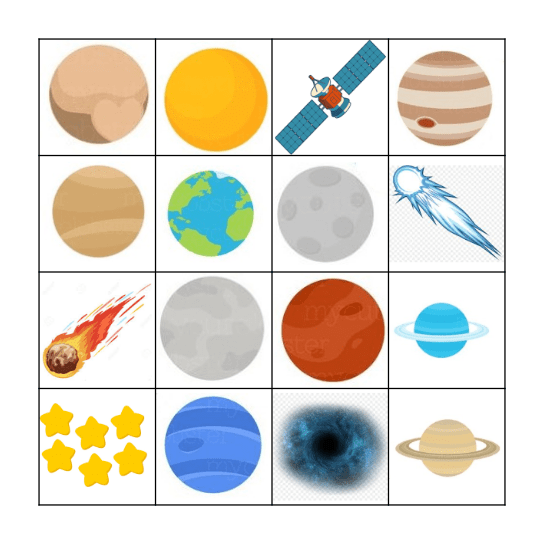 Bin-go to Space Bingo Card