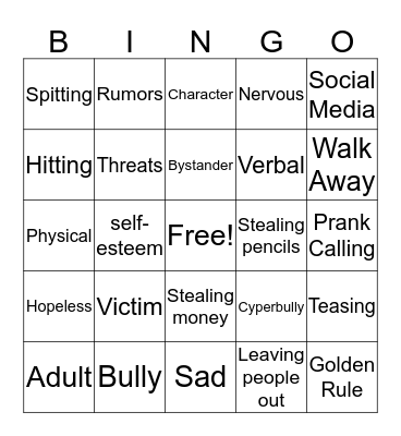 Bully Bingo Card