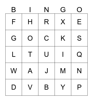 ALPHABET BINGO Card