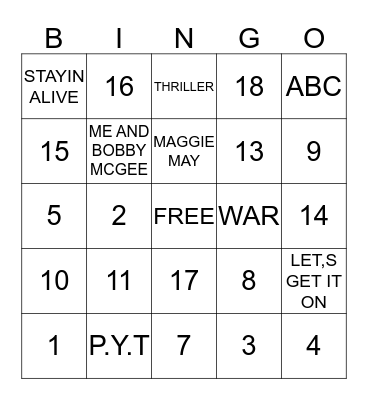 MUSICAL PURSE BINGO Card