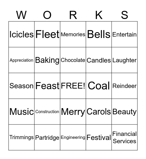 Holiday BINGO Card