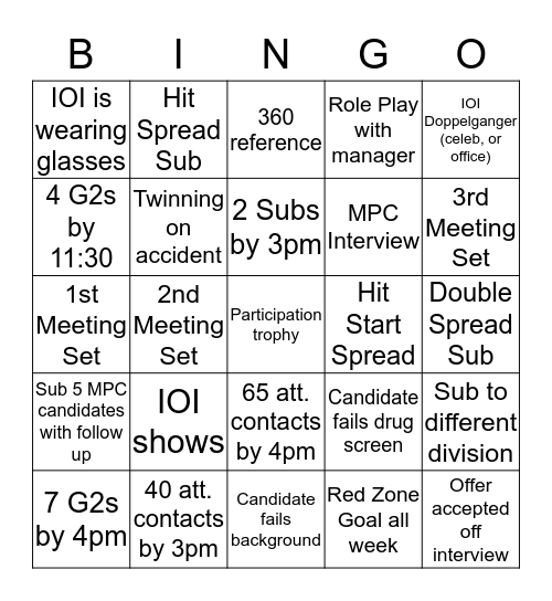 Bingoin nowhere ut up! Bingo Card