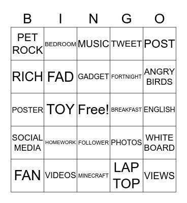 Crazy Bingo Card