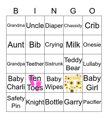 Chassidy's Baby Shower Bingo Card