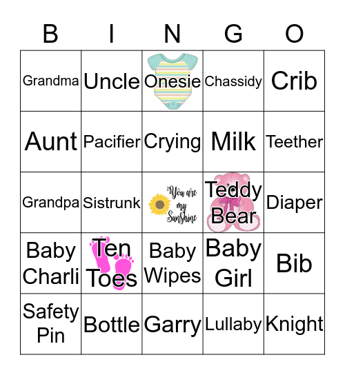 Chassidy's Baby Shower Bingo Card