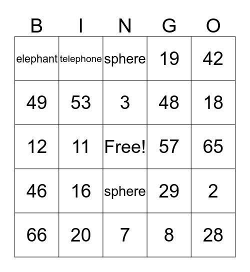 Phonogram "PH" Bingo Card