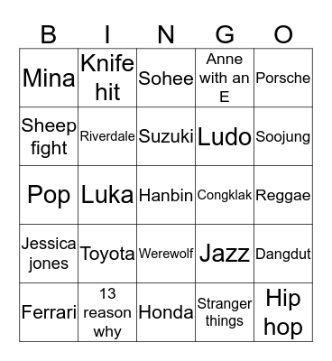 Mina Bingo Card