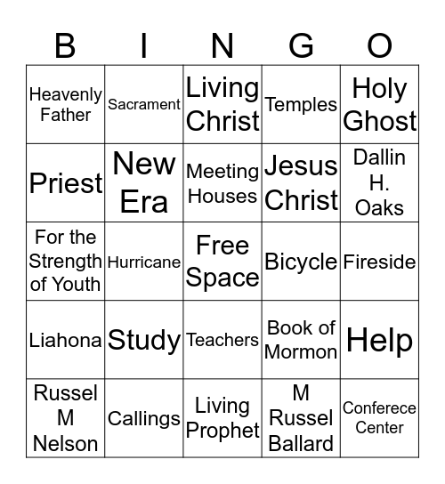 General Conference Bingo Card