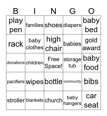 Baby Blessings Bingo Card