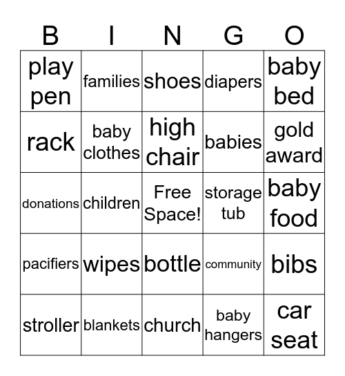 Baby Blessings Bingo Card