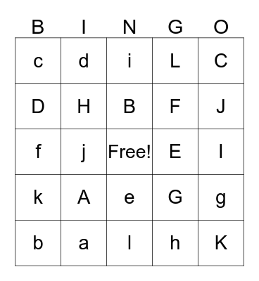 Alphabet Bingo Card
