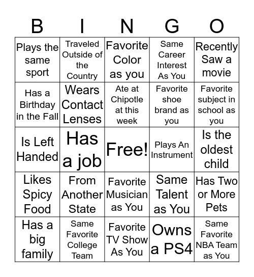 SB Bingo Card