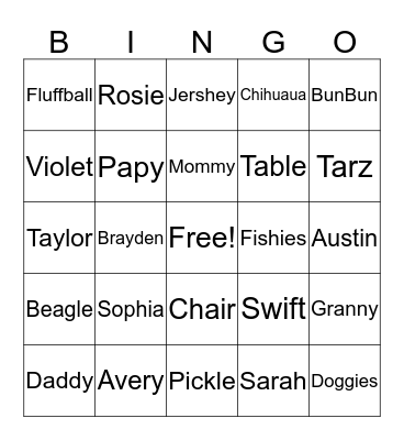 OT Class Bingo Card