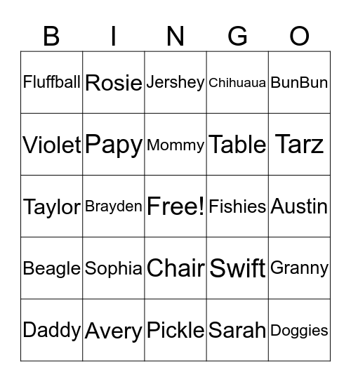 OT Class Bingo Card