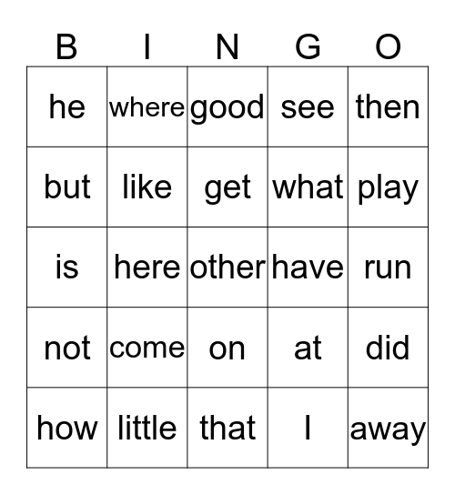 1st Grade Sight Words Bingo 1st 9 Weeks Bingo Card