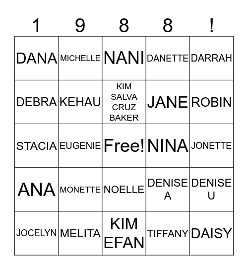 SHA CLASS OF  Bingo Card