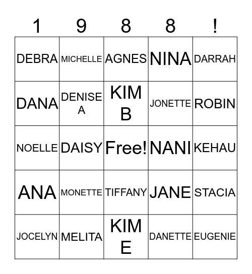 SHA CLASS OF  Bingo Card