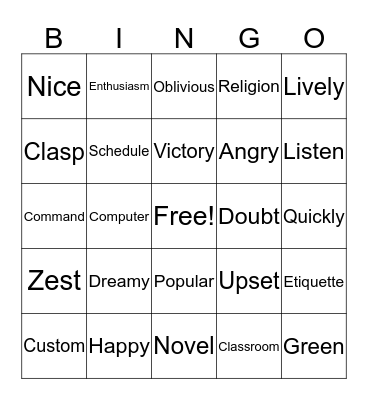 Bingo! Bingo Card