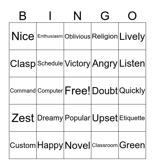 Bingo! Bingo Card