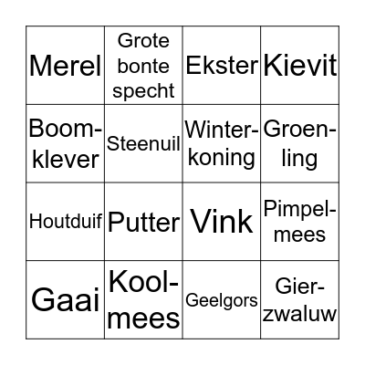 Vogelbingo Card