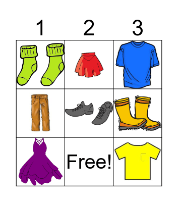 CLOTHES BINGO Card
