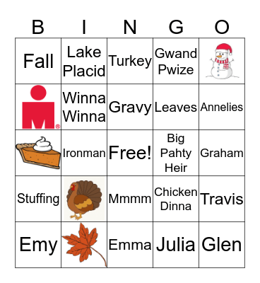 Thanksgiving Bingo Card