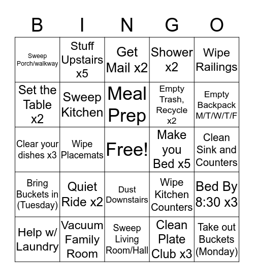 Tyler Bingo Card