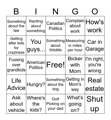 Ken Bingo Card