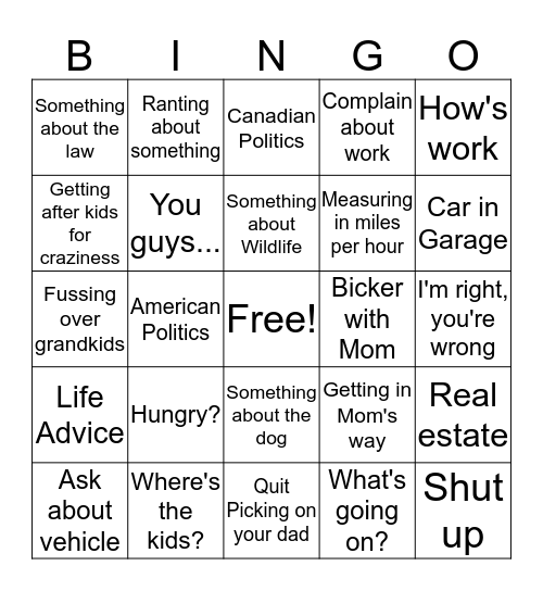 Ken Bingo Card