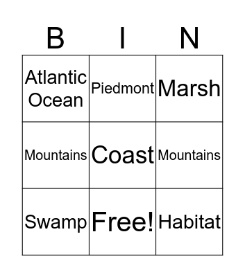 Habitat Bingo Card