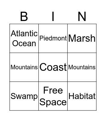 Habitat Bingo Card