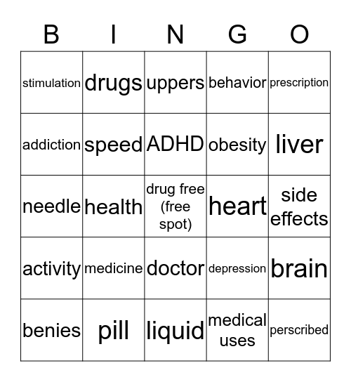 prescription stimulation  Bingo Card