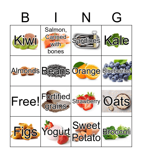 Calcium Bingo  Bingo Card