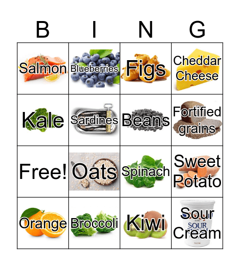 Calcium Bingo  Bingo Card