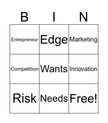 Year 7 Business Bingo Card