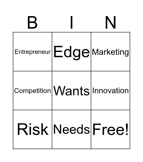 Year 7 Business Bingo Card