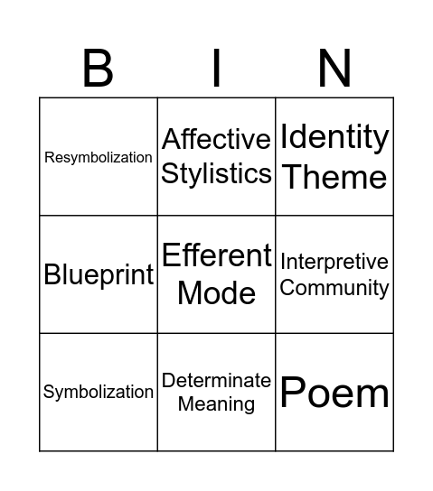 Reader-Response Bingo Card