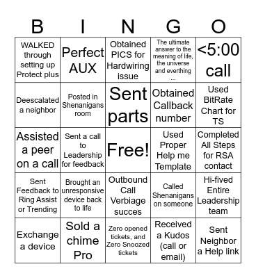 NCS Bingo Card
