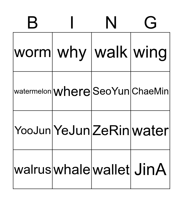 w-words-bingo-card