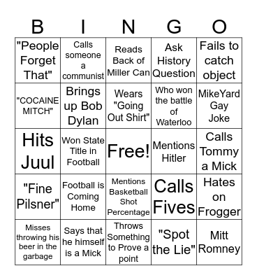 Robbie Bingo Card