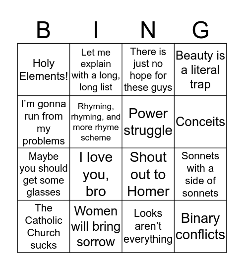 Find Your Way Through the 1500s Bingo Card