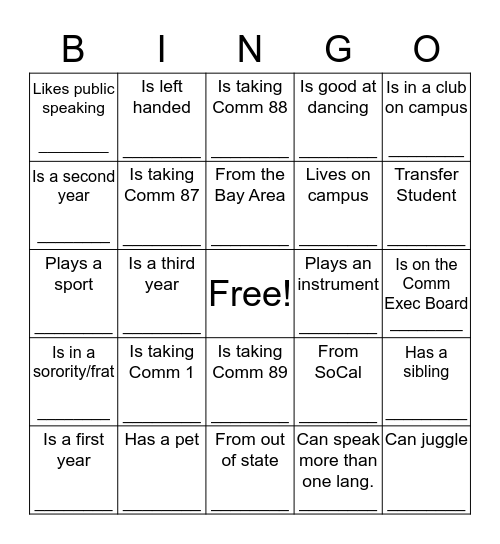 Bingo!  Bingo Card